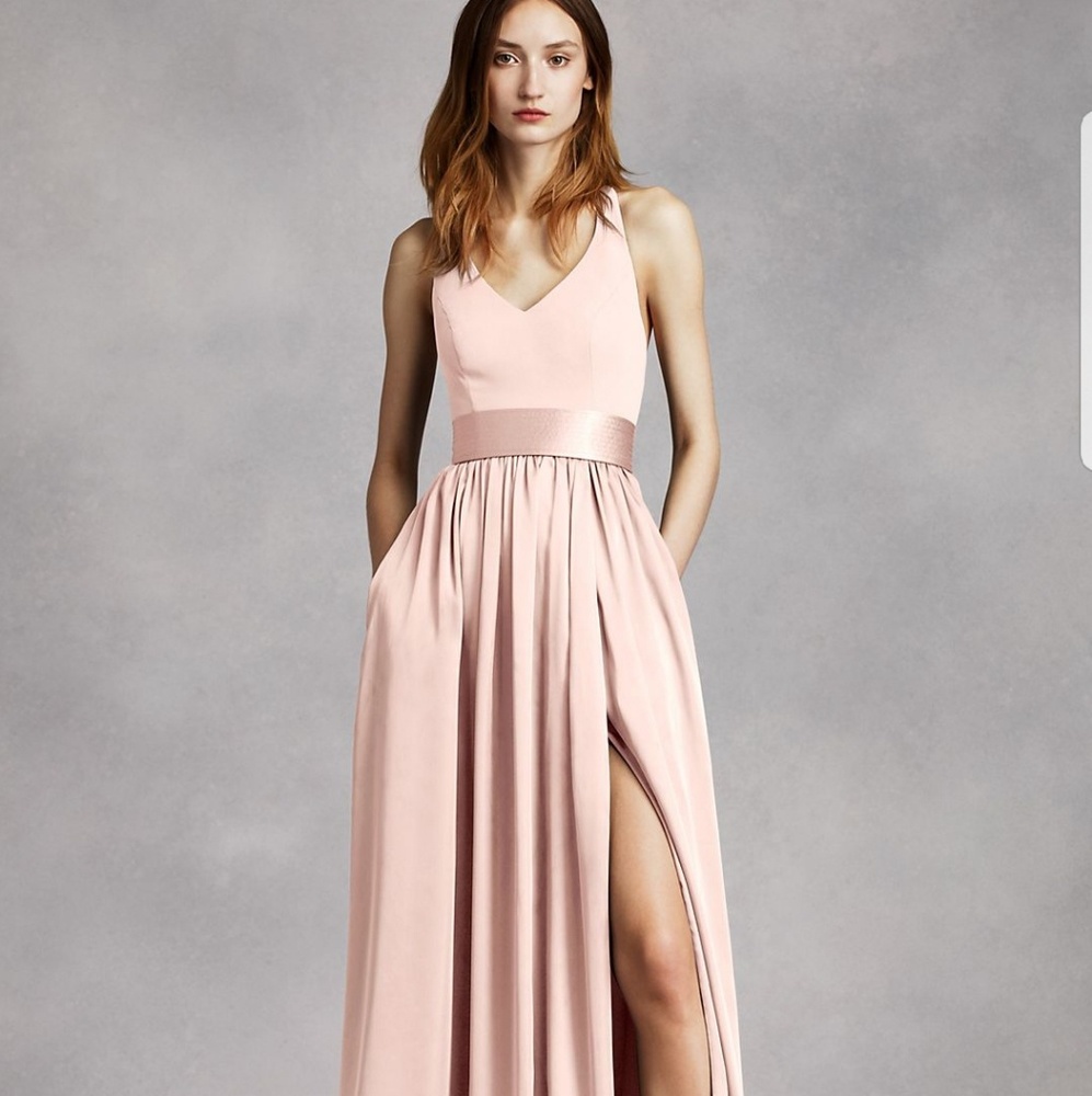 V Neck Halter Gown with Sash